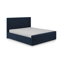 POLSTERBETT Bett Mona I gepolstert langlebig, modernes Design, geräumiger Bettkasten, pflegeleichter Stoff 140x200 cm, marineblau - Schwarz/Dunkelblau, Holzwerkstoff/Kunststoff (140/200cm) - DomoHome