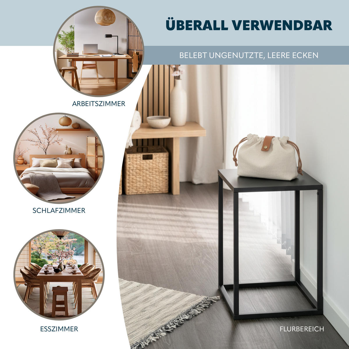 BLUMENHOCKER 4er Set, schwarz, Metall - Schwarz, Metall (30/30/45cm) - bremermann