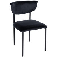 STUHL Samt Schwarz - Schwarz, Textil/Metall (52/78/53cm) - CLP