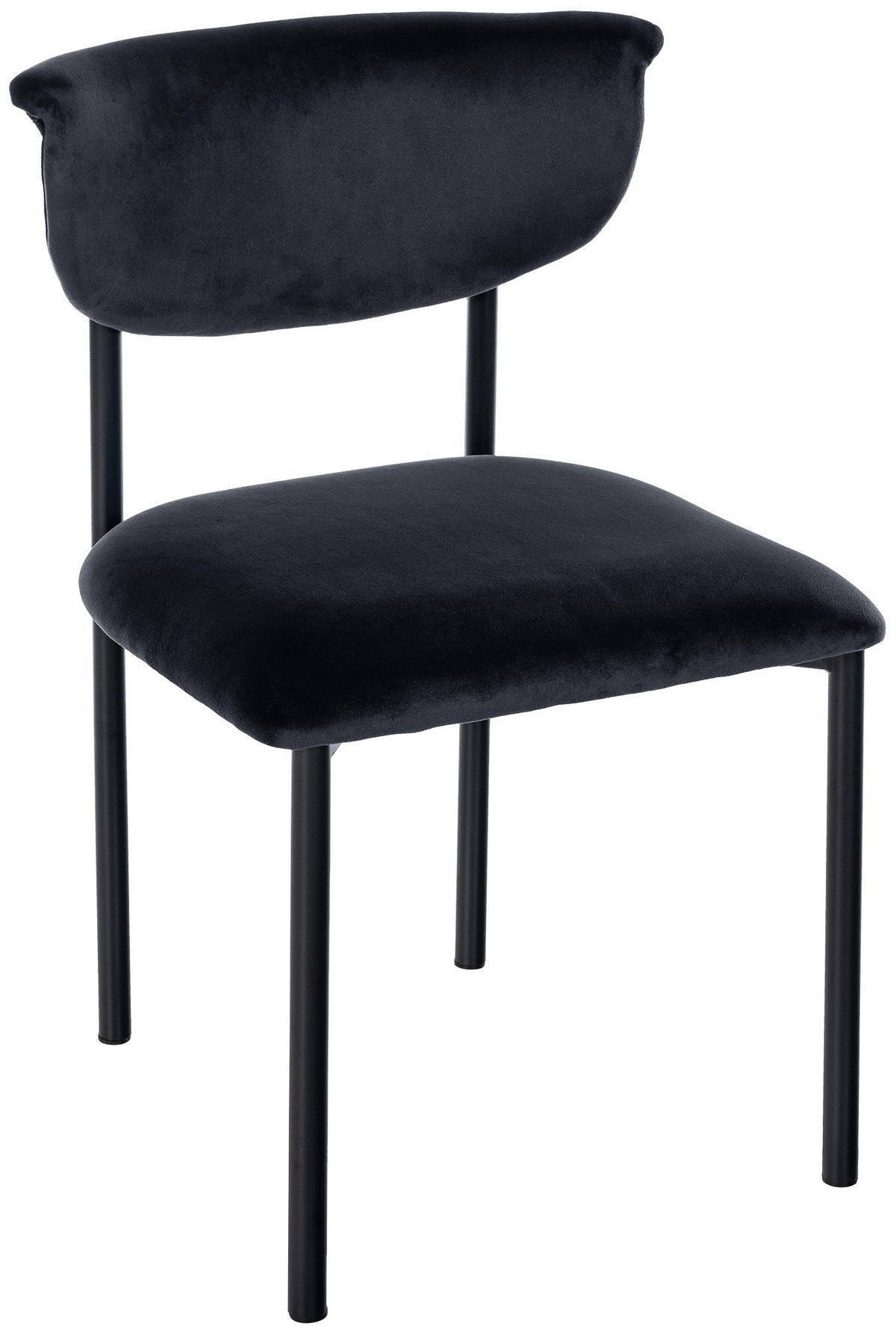 STUHL Samt Schwarz - Schwarz, Textil/Metall (52/78/53cm) - CLP