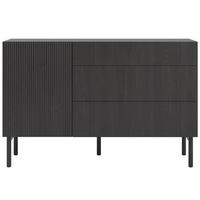 SIDEBOARD Nolie Holzoptik Esche Schwarz mit 3 Schubladen 140 cm - Schwarz, Holz/Holzwerkstoff (140/90.6/38cm) - Selsey