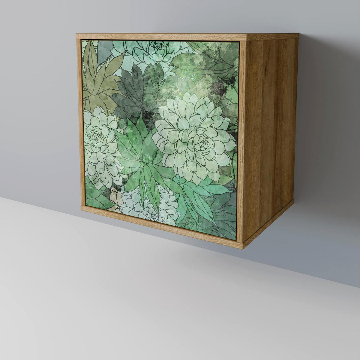 SIDEBOARD SUCCULENT CLUSTER, Eichefarben, 57,5x42x75,5 cm, Goldfarbene Metallfüße - Eichefarben/Goldfarben, Holzwerkstoff/Metall (57.5/75.5/42cm) - SpaceRebels