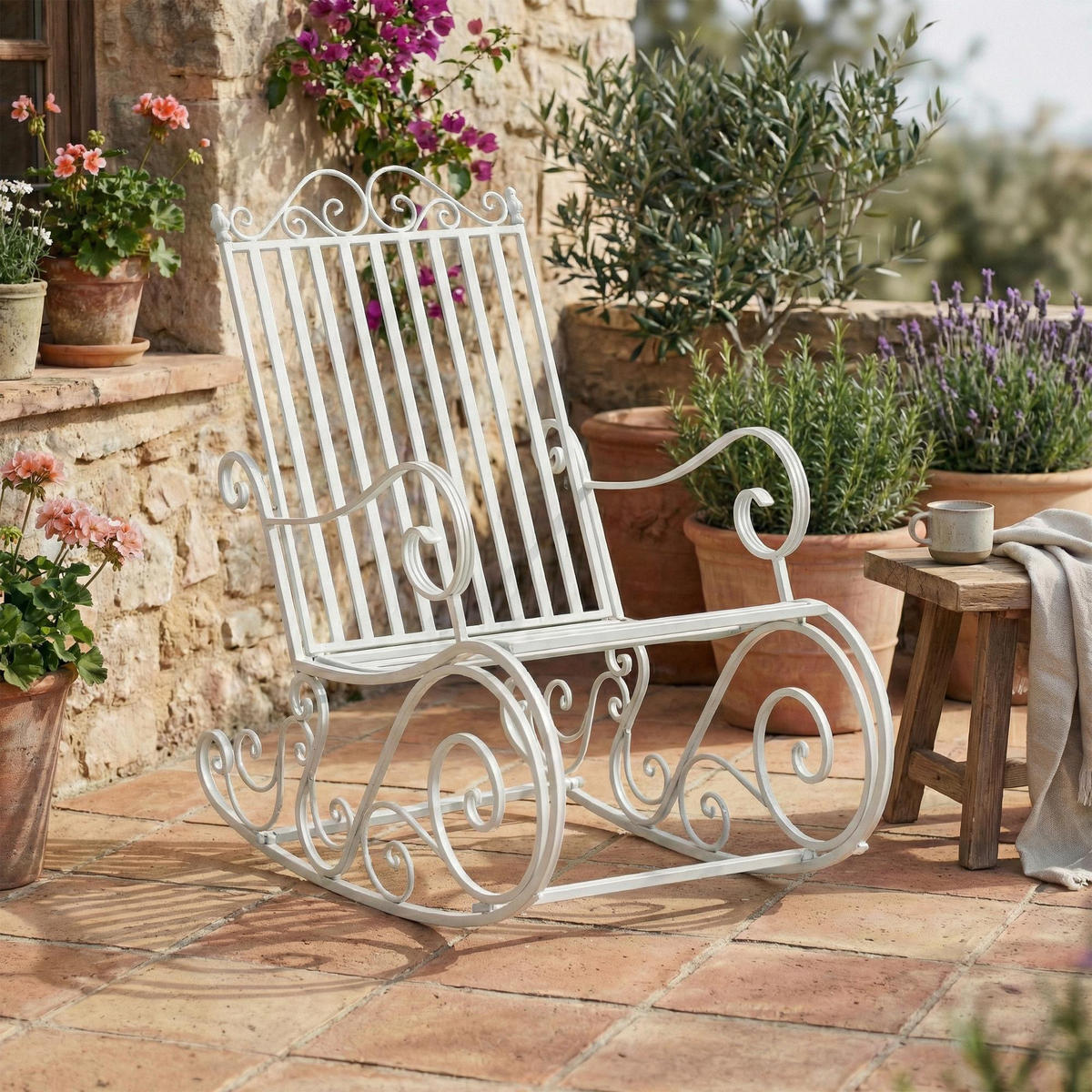 GARTENSCHAUKELSTUHL Metall Weiß - Weiß, Metall (56/94/90cm) - CLP