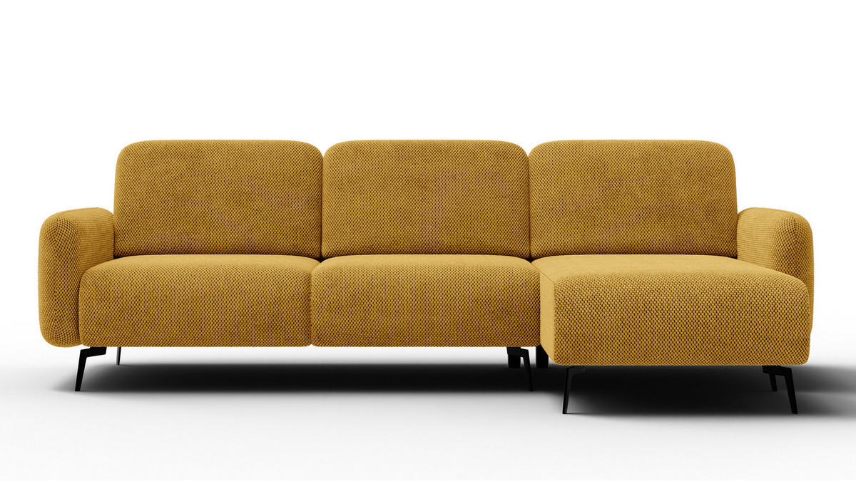 ECKSOFA FEBE 4-Sitzer rechts, dunkelgelb - Gelb/Schwarz, Holz/Textil (264/157cm) - Courtois Laville