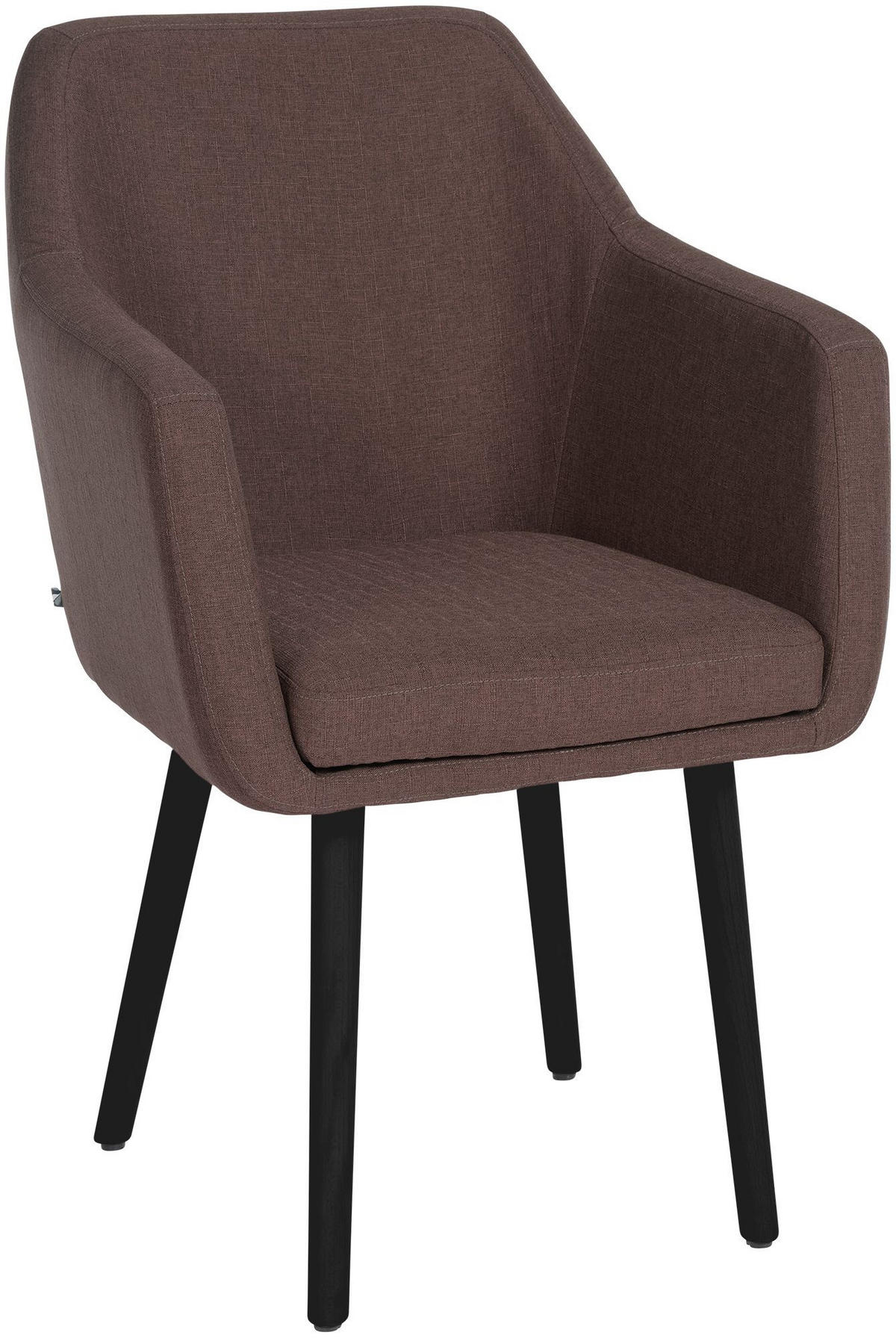 ARMLEHNENSTUHL Stoff braun - Schwarz/Braun, Holz/Textil (61/88/57.5cm) - CLP