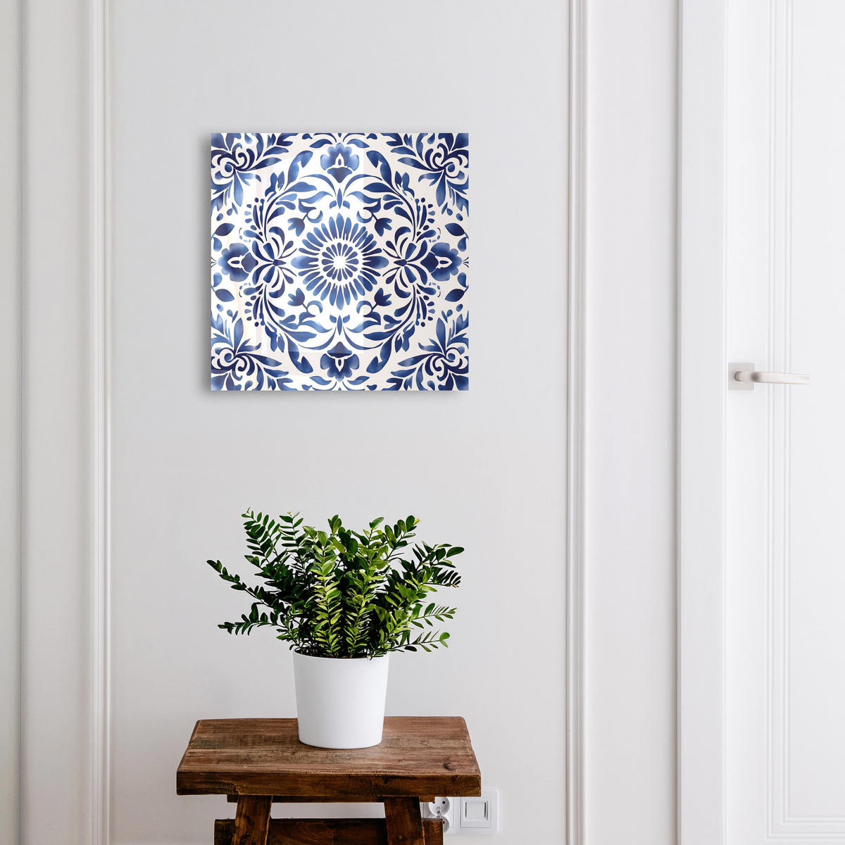SCHLÜSSELBOX Schwarz 30x30 cm- Türöffnung nach rechts - Blumenschmuck - Blau, Metall (30/30/5cm) - TULUP