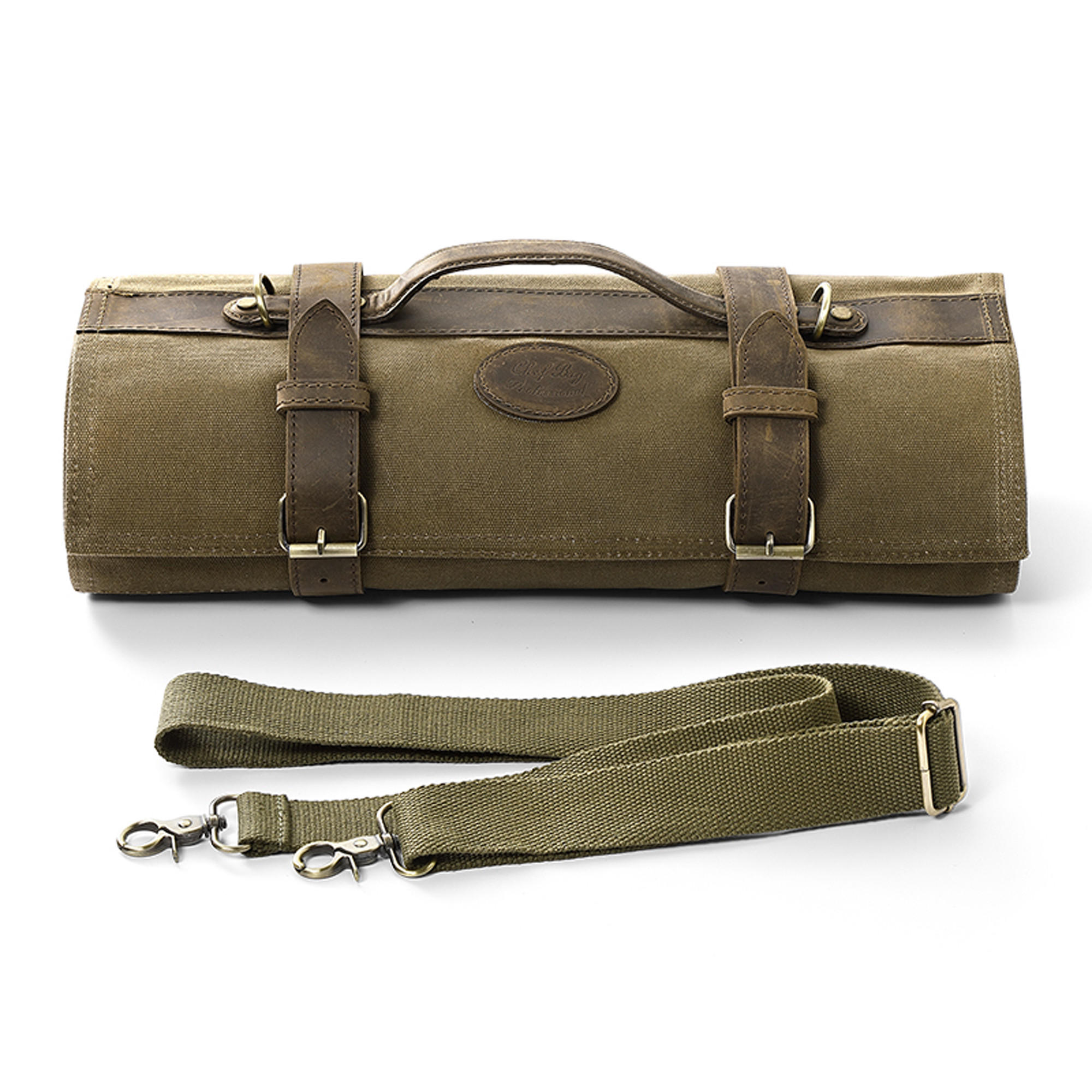 MESSERTASCHE GRÜN 12 SCHLITZE - Dunkelgrün, Leder (95/1/43cm) - Zayiko