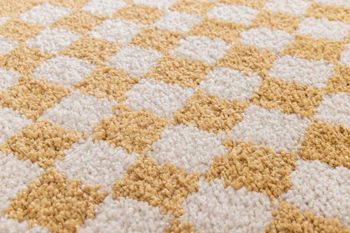 TEPPICH kariert langflorig weich voluminös gelb - Gelb, Textil (80/150cm) - AFK Living