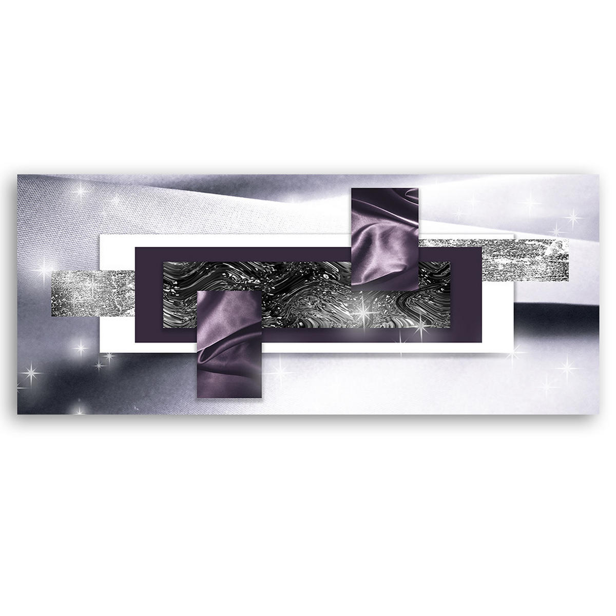 WANDBILD kosmische abstraktion - Silberfarben, Textil (90/30cm) - Feeby