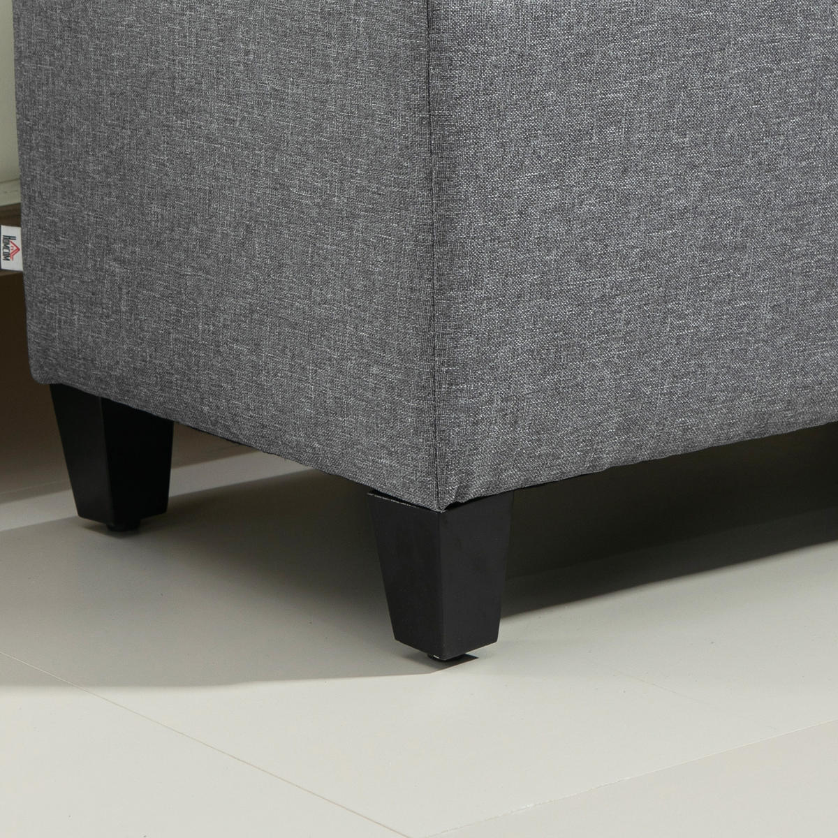 TRUHENBANK DE-07125 leinenartiges Polyester, Kautschukholz Hellgrau - Hellgrau, Holz/Textil (40/44/100cm) - ComfortXL