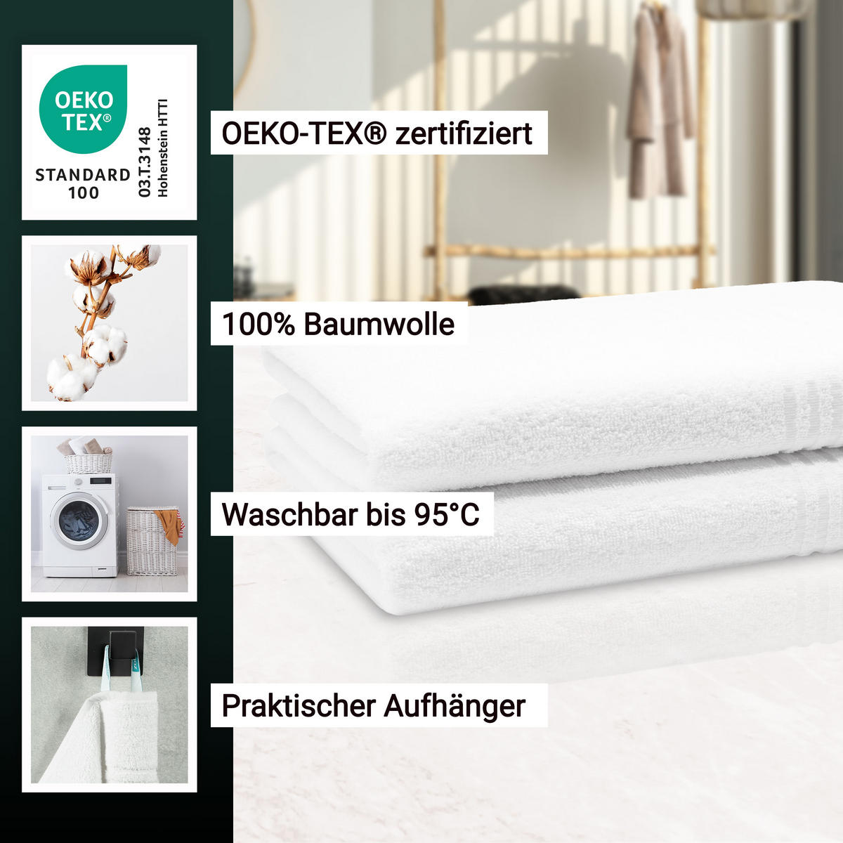SAUNATUCH, 2er-Set, 70x180 cm, 100% Baumwolle, Weiß - Weiß, Textil (70/180cm) - Zollner