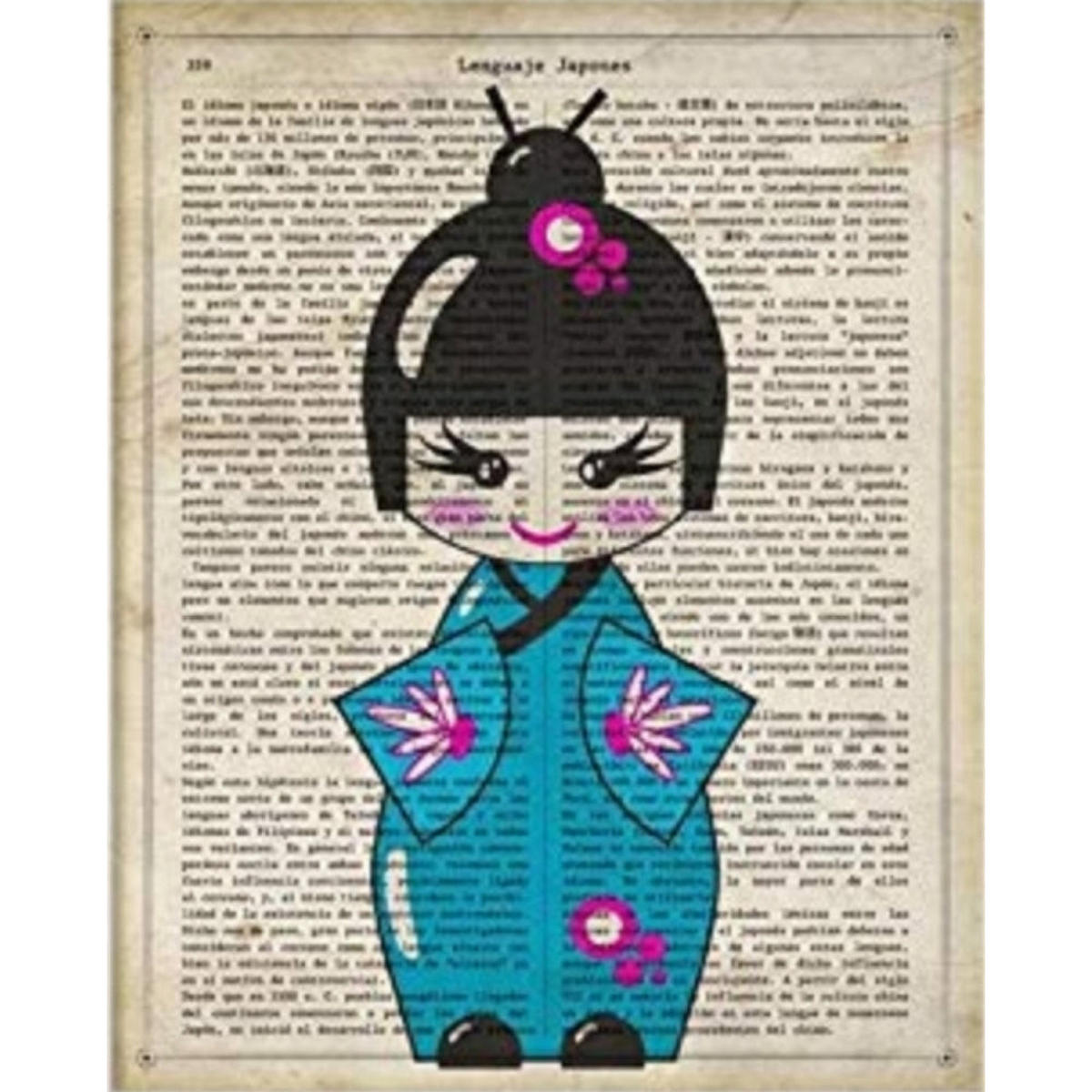 POSTER Des Japanischen Kimono-Blaues A4 Schwarzer Rahmen - Schwarz, Papier (29.7/5/21cm) - Nacnic