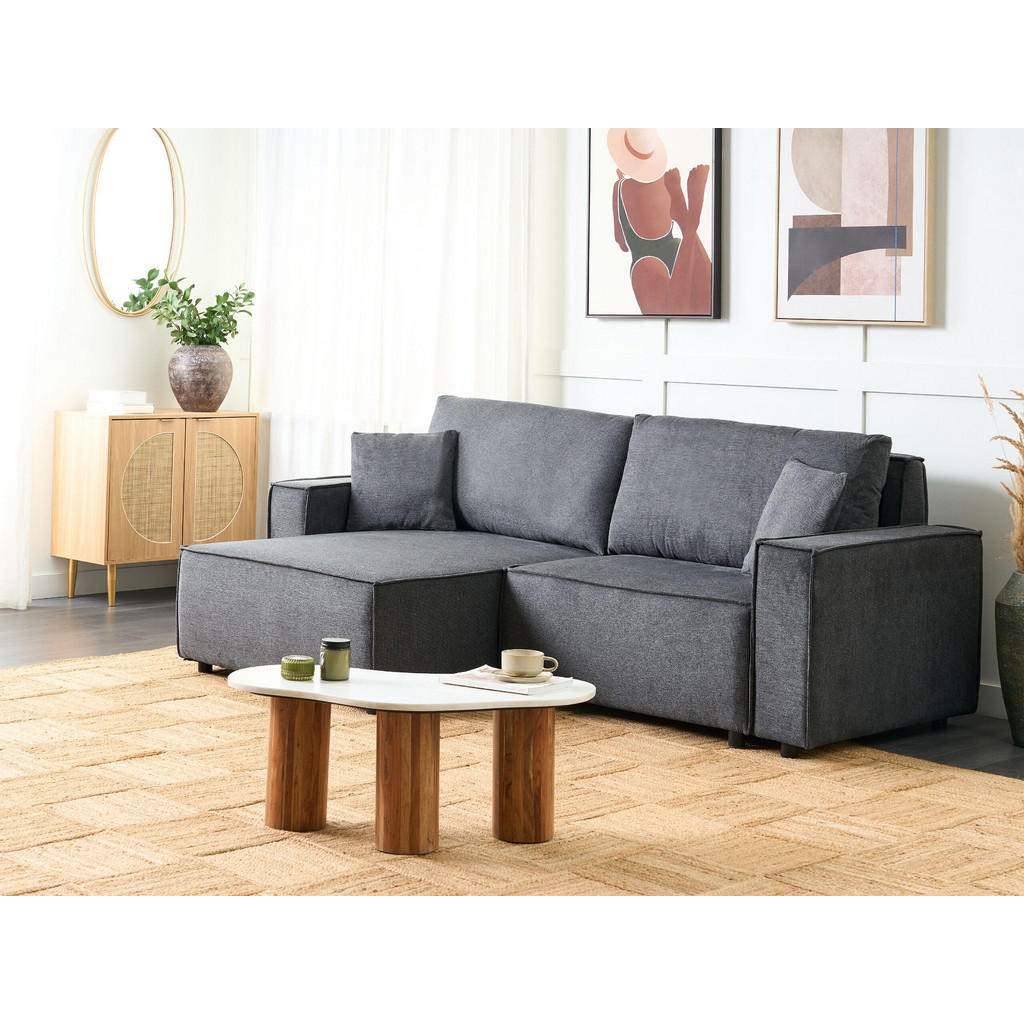Thumbnail - Beliani 3-Sitzer-Ecksofa, Dunkelgrau, Textil, L-Form, 250x150 cm, Wohnzimmer, Sofas & Couches, Wohnlandschaften, Ecksofa...