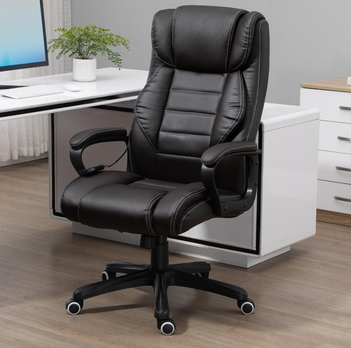 GAMINGSTUHL 64/112-120/74 cm Braun aus Bonded Leather mit 6-Punkte-Massagefunktion - Braun, Kunststoff (64/120/74cm) - OKMYHOME