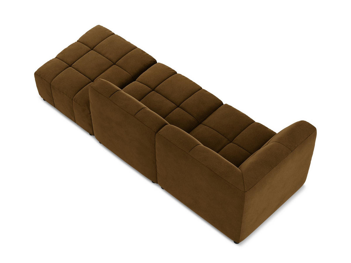 ECKSOFA Rechts Samt Stoff Gelb - Currygelb/Schwarz, Holzwerkstoff/Kunststoff (240/90cm) - Makamii