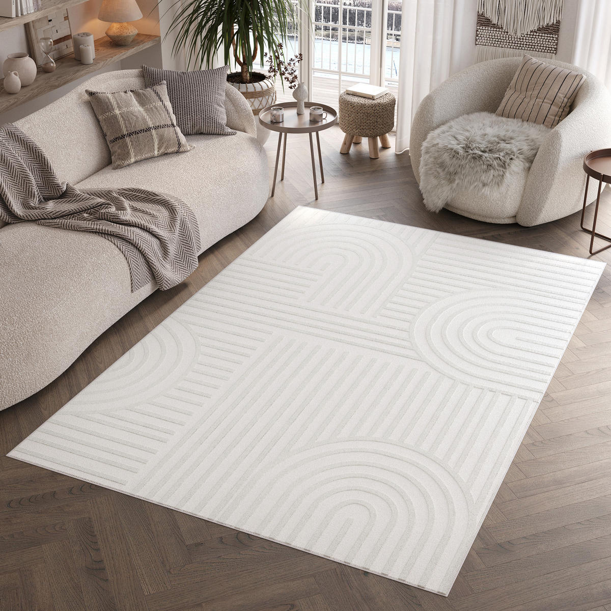 TEPPICH HYGGE Weiß 120/170 cm - Weiß, Kunststoff (120/170cm) - Tapiso