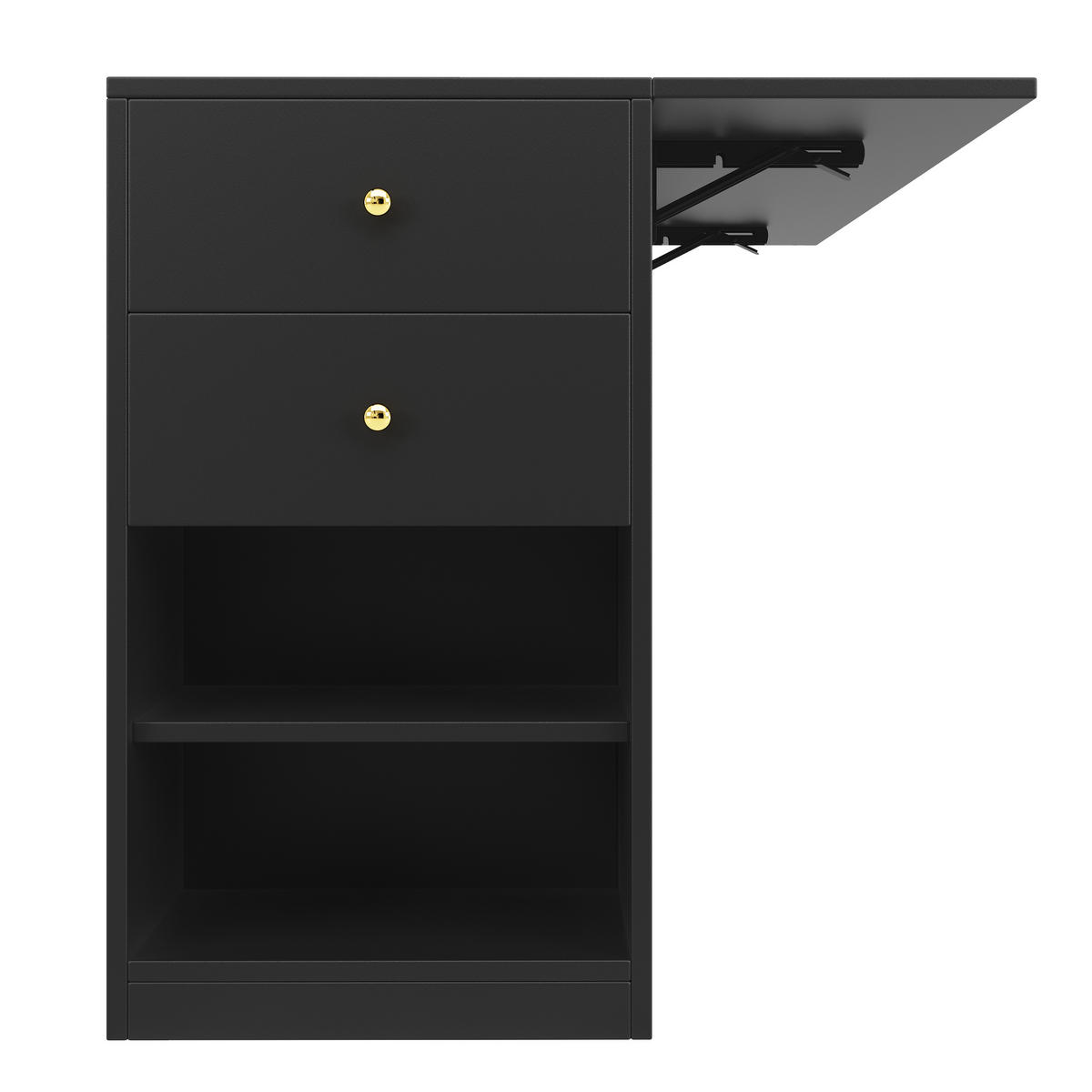 KÜCHENINSEL 140x40x90cm Schwarz mit Regalen & zweitürigem Schrank - Schwarz, Holzwerkstoff (140/90/70cm) - Modfu