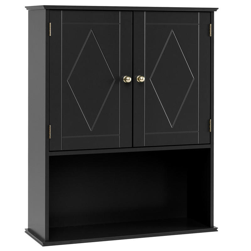 Costway Bad-Hängeschrank Schwarz 55.5x75x21 cm