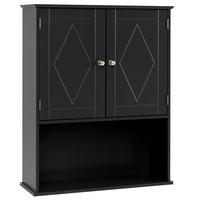 BAD-HÄNGESCHRANK mit 2 Türen schwarz - Schwarz, Holzwerkstoff (55.5/75/21cm) - COSTWAY