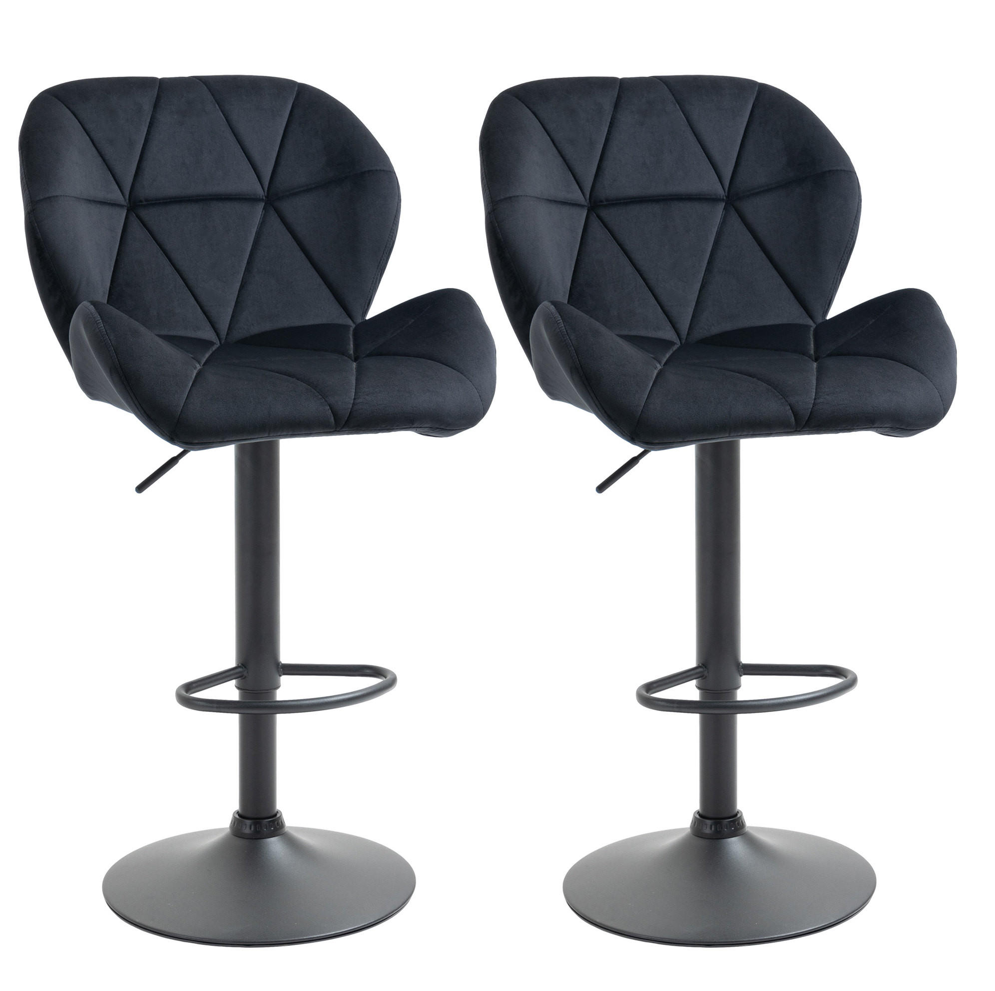 BARHOCKER 2er-Set drehbar höhenverstellbar 51,5 x 57,5 x 93-114,5 cm Schwarz - Schwarz, Metall (57.5/93/51.5cm) - Meubliv