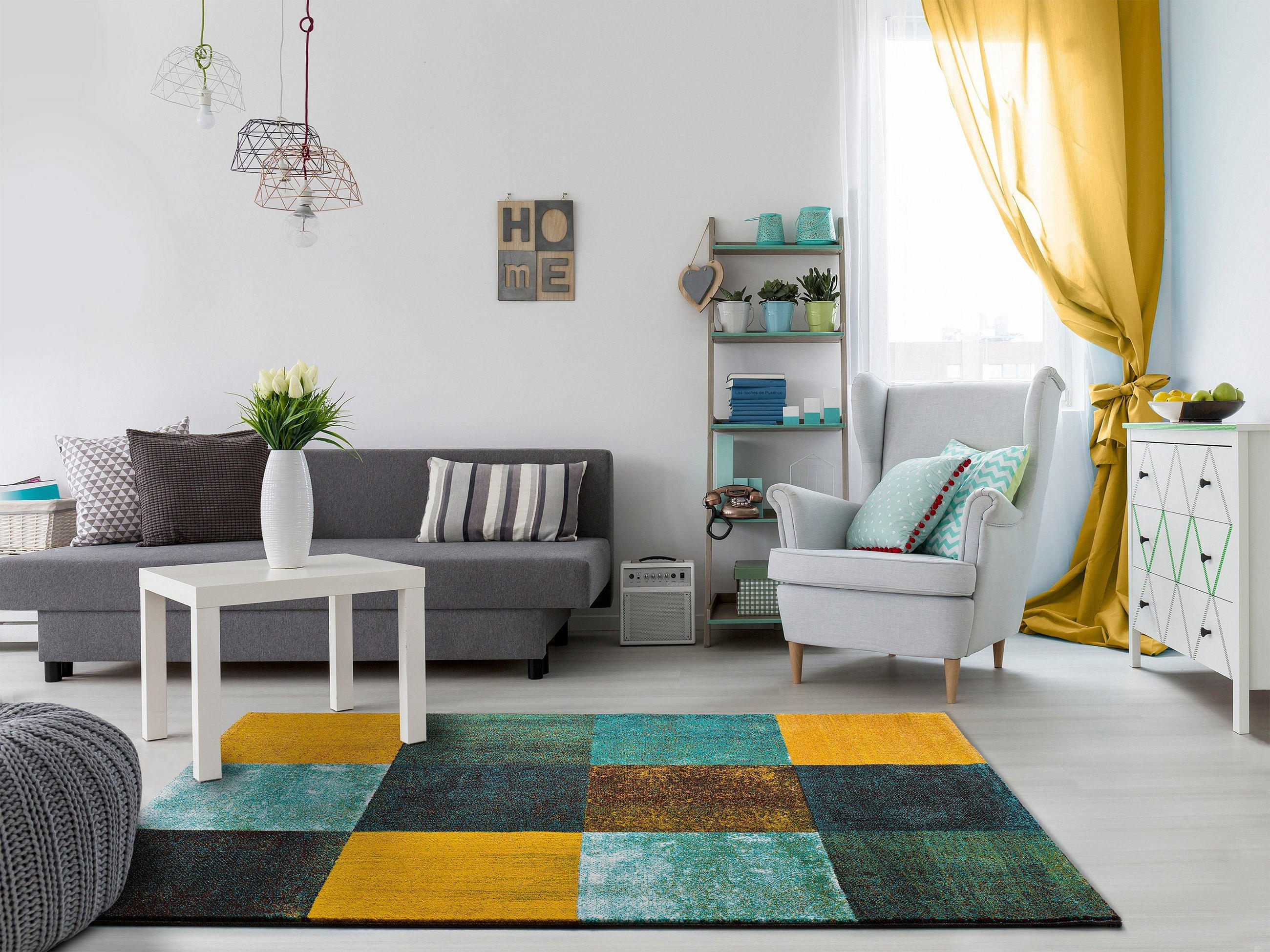 Thumbnail - Atticgo Webteppich, Mehrfarbig, Gelb, Grün, Blau, Textil, Ethno, Rechteckig, 80x150 cm, Oeko-Tex® Standard 100, in versc...