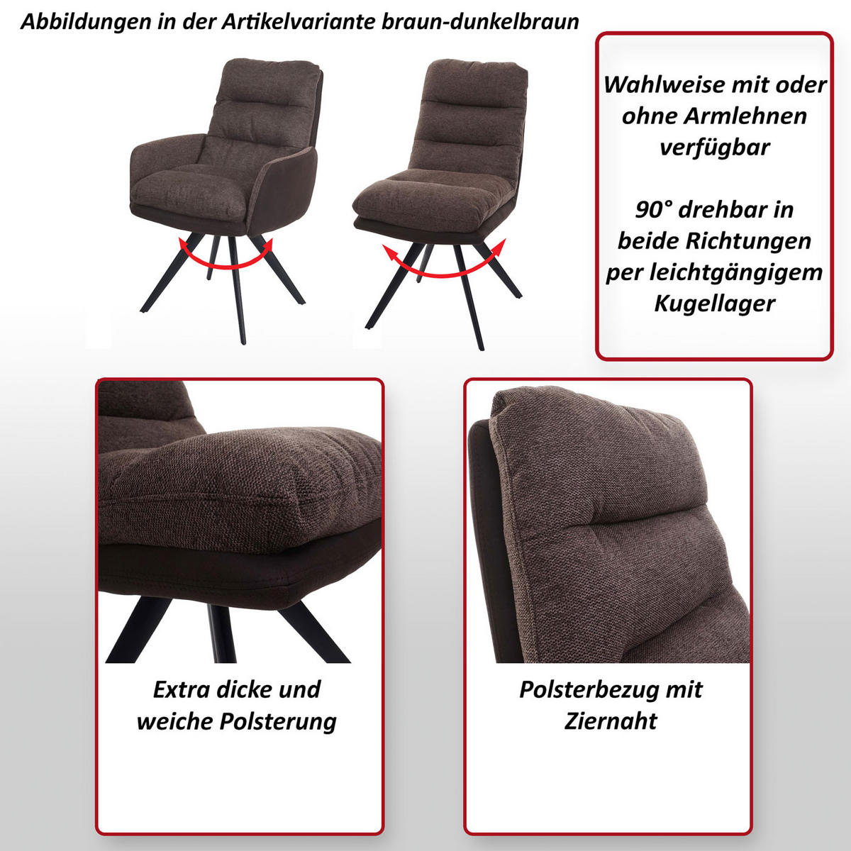 ESSZIMMERSTUHL Braun - Braun, Textil (59/93/68cm) - MCW