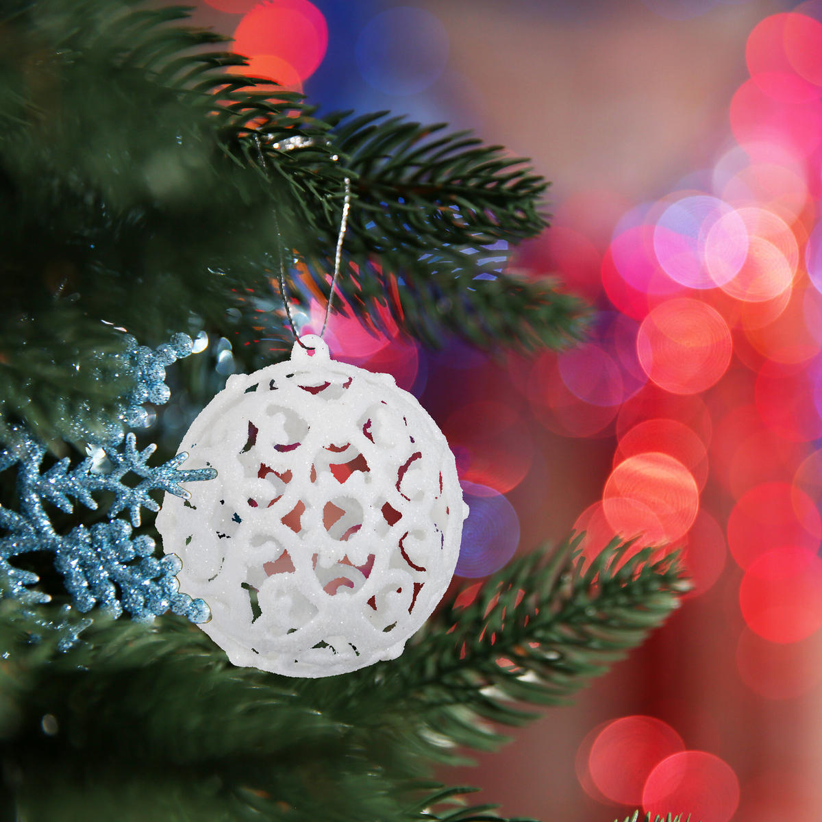 WEIHNACHTSKUGELN-SET 150-tlg. - Weiß, Kunststoff (6/7/6cm) - Relaxdays