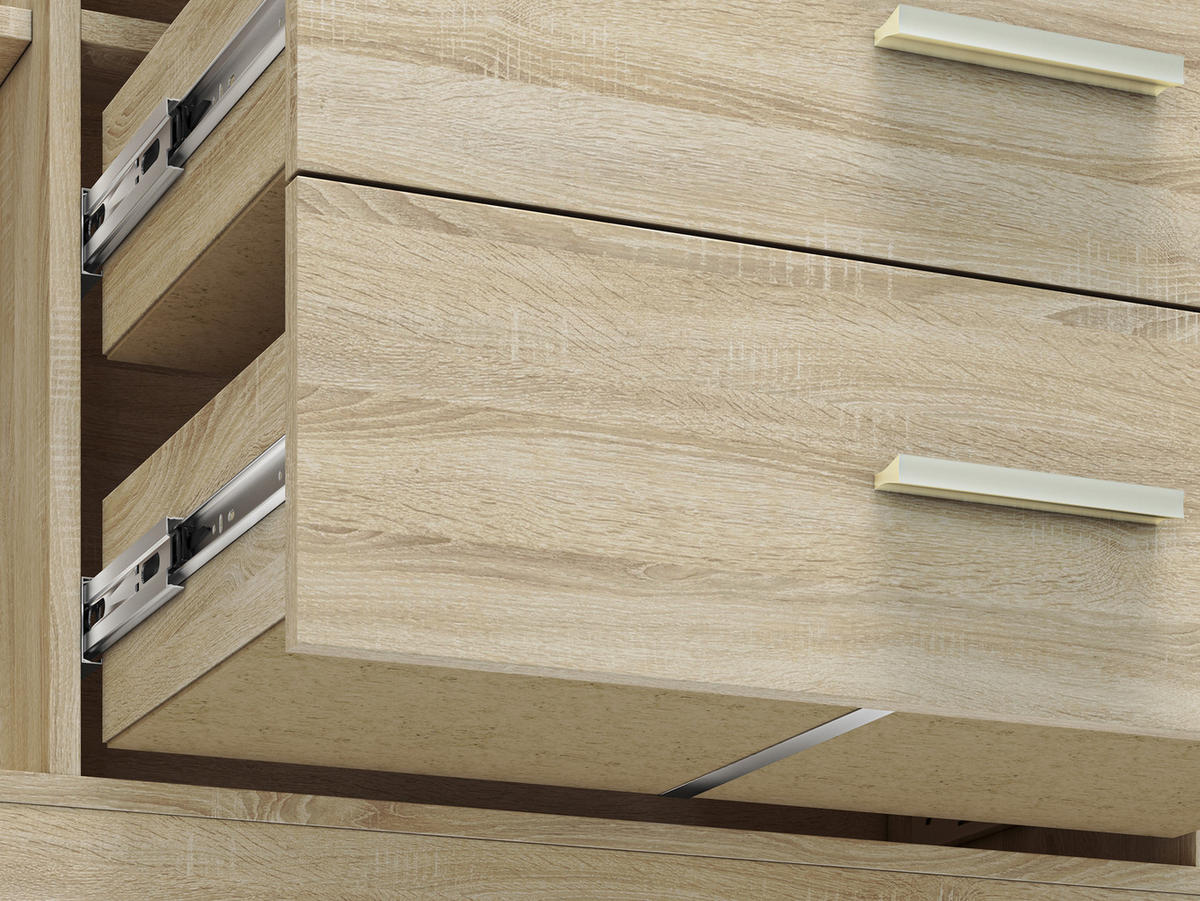 SIDEBOARD Castel Sonoma Eiche hell / Sonoma Eiche Trüffel 165 / 43 / 94cm - Multicolor/Braun, Holz/Holzwerkstoff (165/94/43cm) - Feldmann-Wohnen