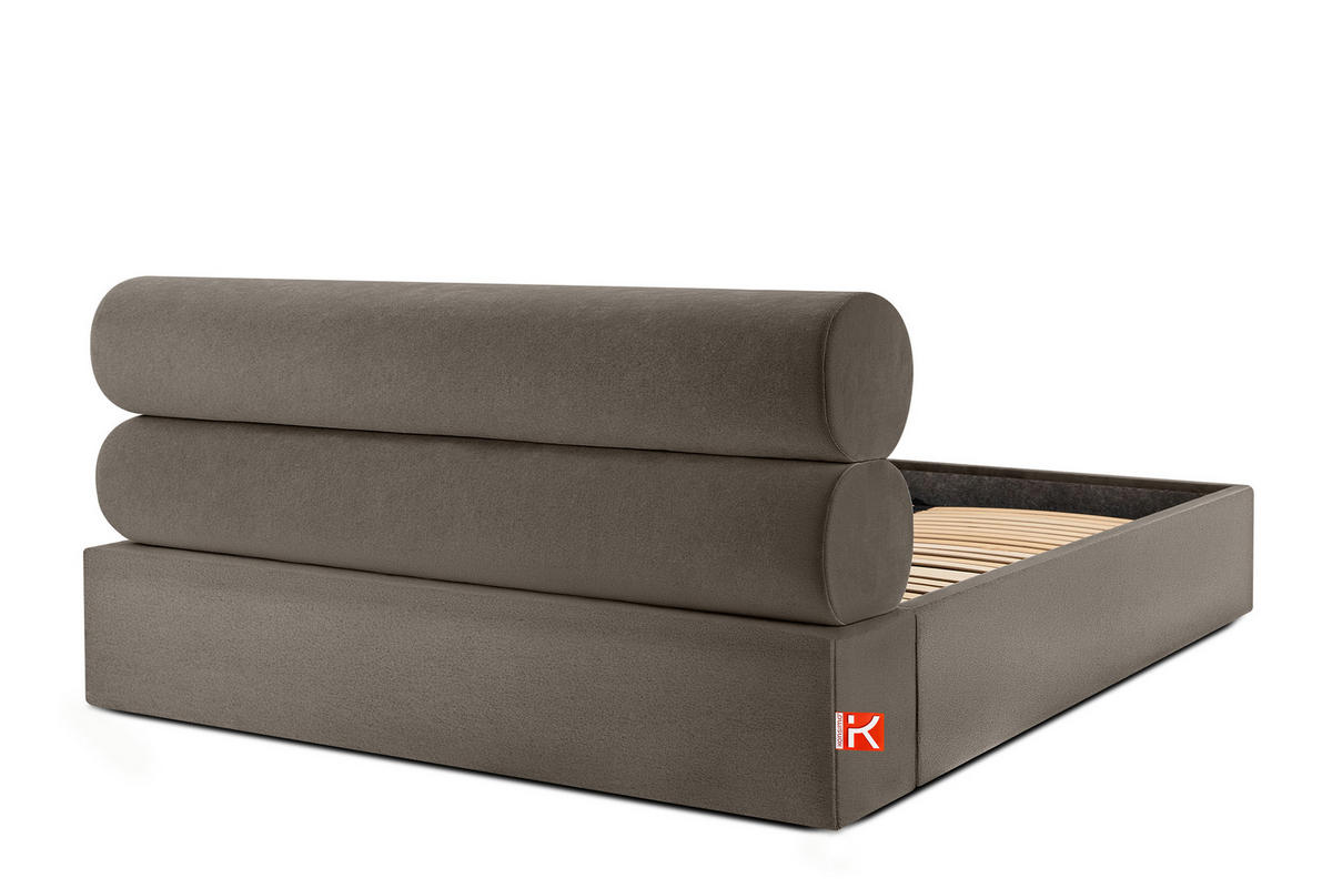 POLSTERBETT LUNEO - Schwarz/Braun, Holz/Holzwerkstoff (202/204cm) - KONSIMO®