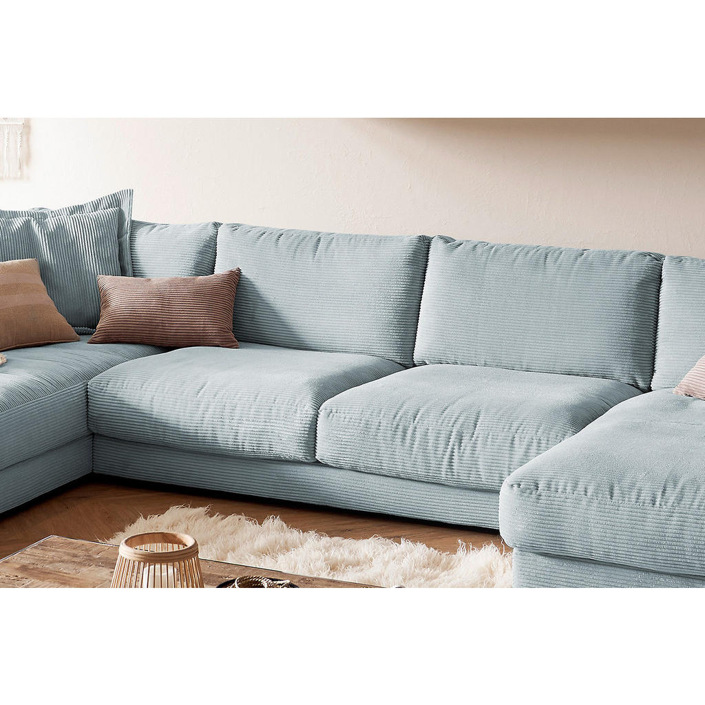 Thumbnail - Kawola Wohnlandschaft, Hellblau, Textil, Echtholz, 4-Sitzer, Füllung: Komfortschaum, U-Form, 425x86x224 cm, Wohnzimmer, ...