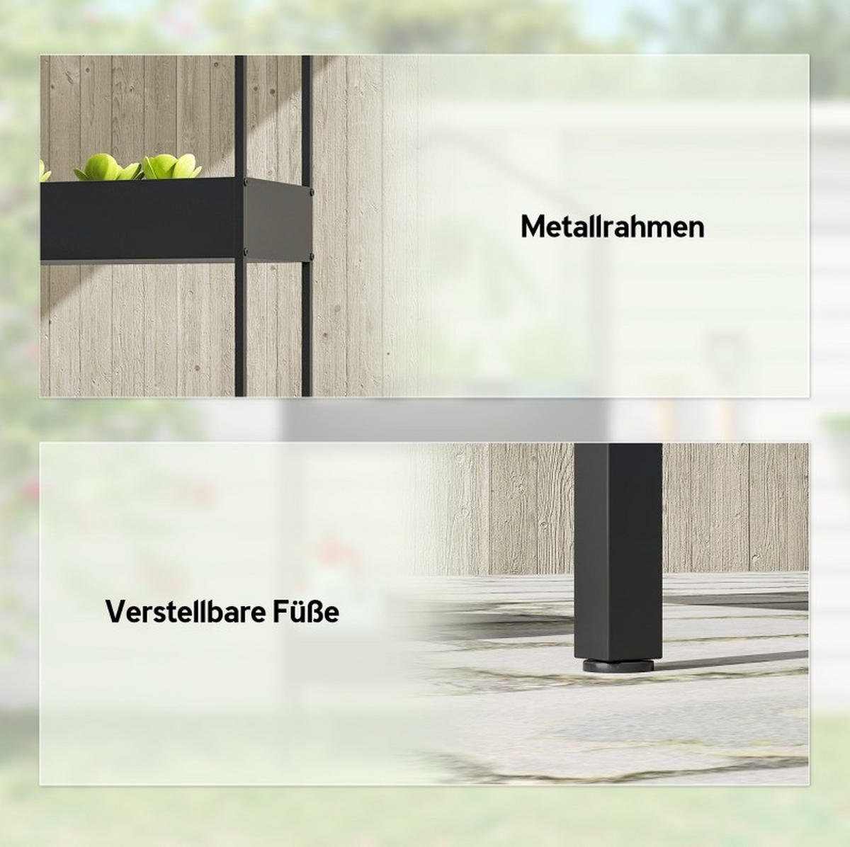 PFLANZENSTÄNDER Hausförmig Zweistufig Metall 75x35x150cm - Schwarz, Metall (35/150/75cm) - Modfu