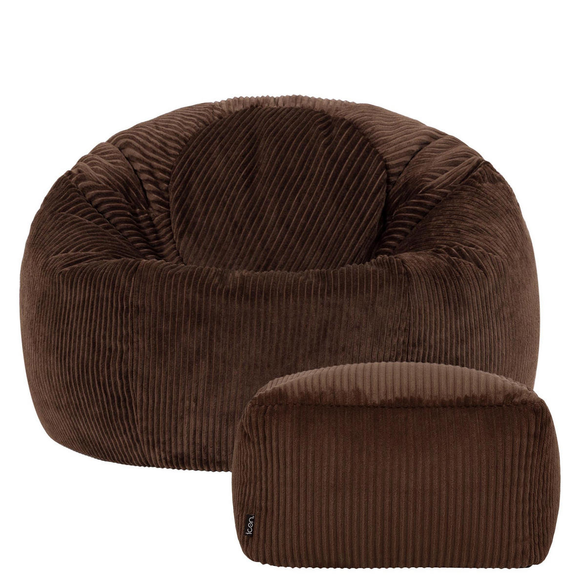 SITZSACK Klassisch + Hocker, Cord - Braun, Kunststoff/Textil (85/50/85cm) - icon