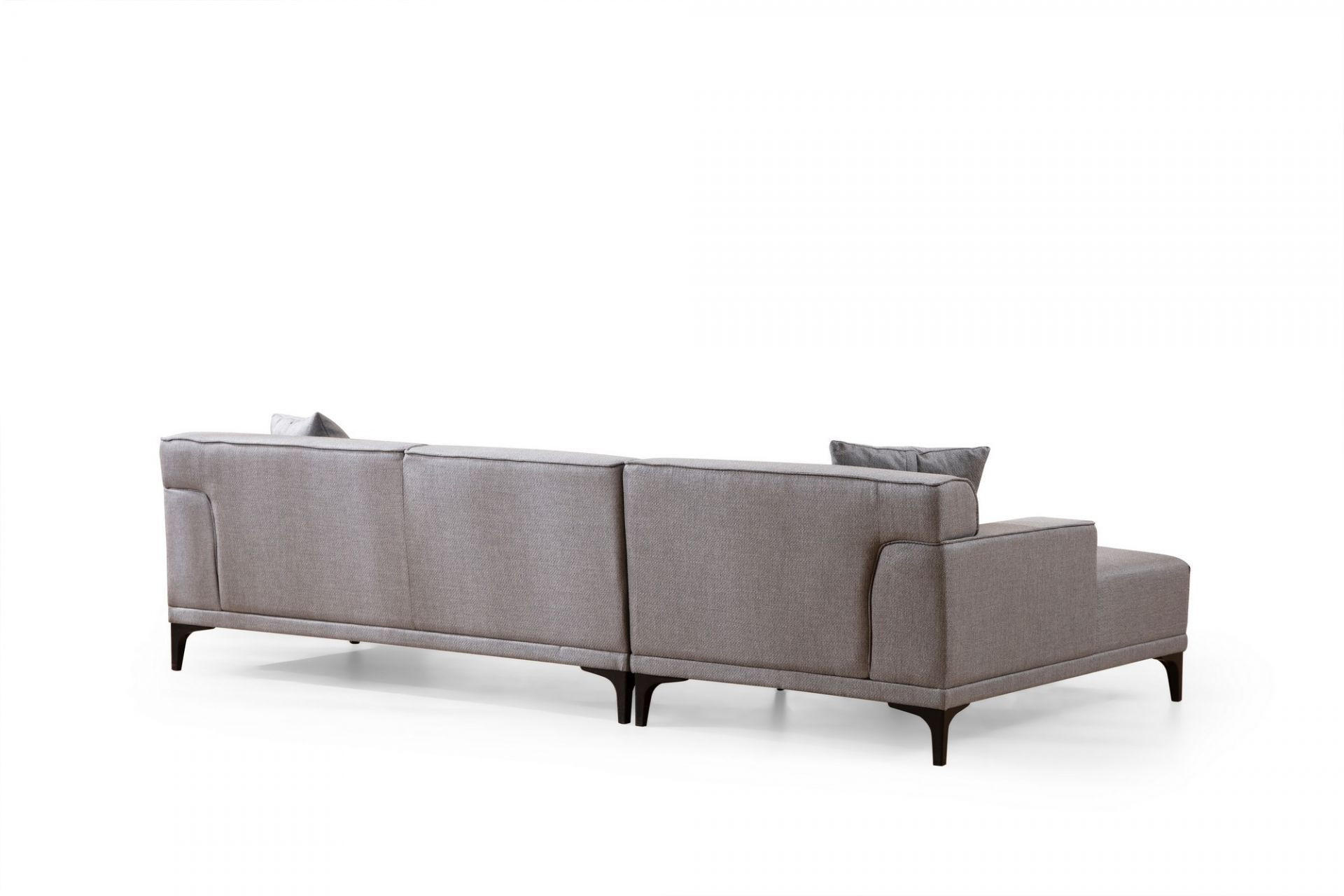ECKSOFA modern inklusive Zierkissen - Hellgrau/Schwarz, Holz/Kunststoff (250/145cm) - myHomelando