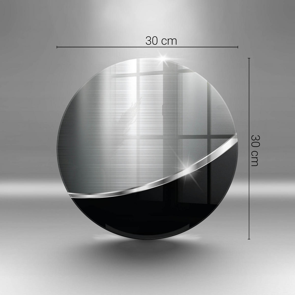 GLASPLATTE Ø 30 cm Metallische Abstraktion - Alufarben, Glas (30/30cm) - Wallfluent