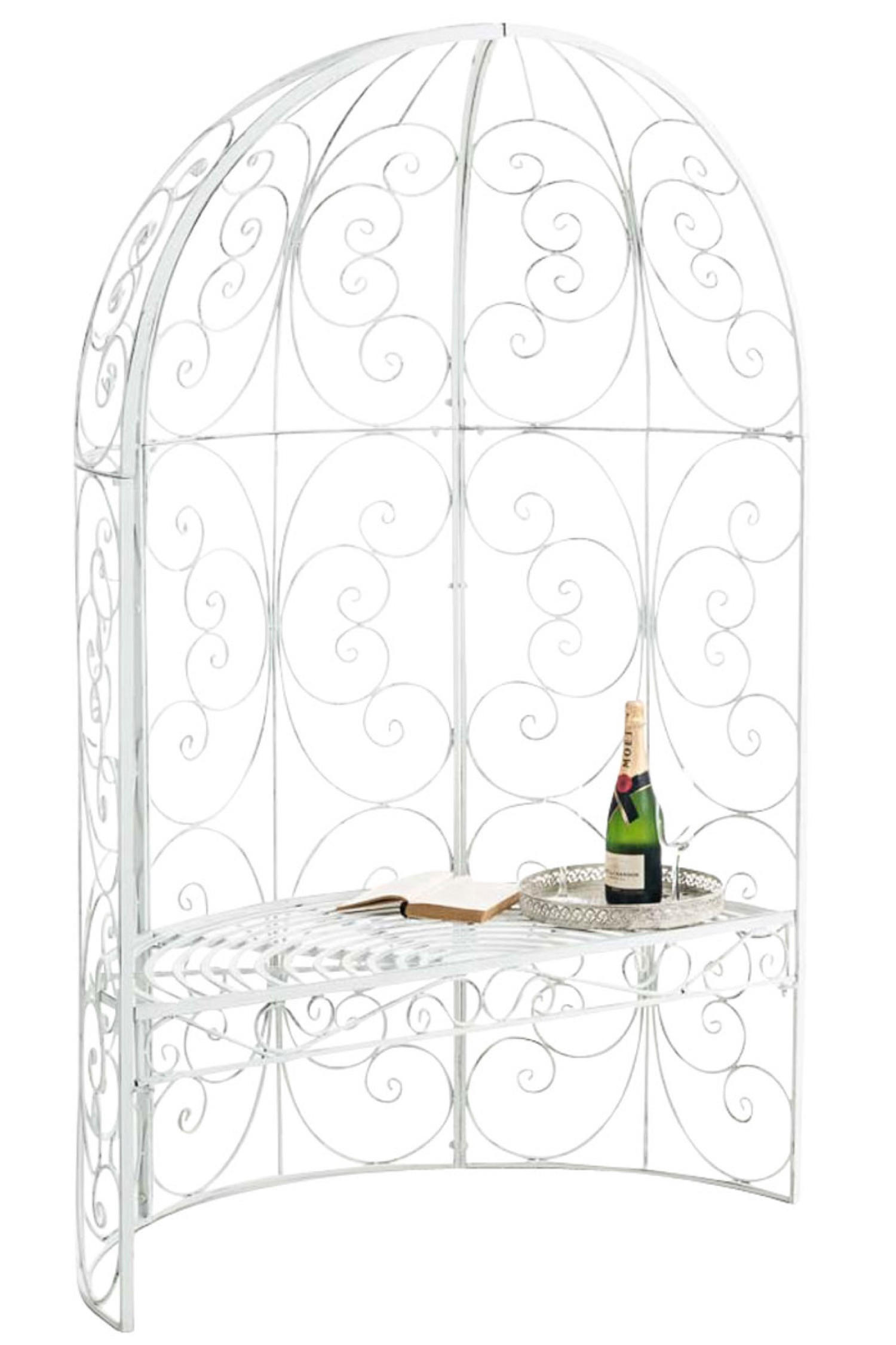 HALBPAVILLON Rosalia mit Sitzbank antik weiß - Schwarz, Metall (120/178/58cm) - TPFGarden