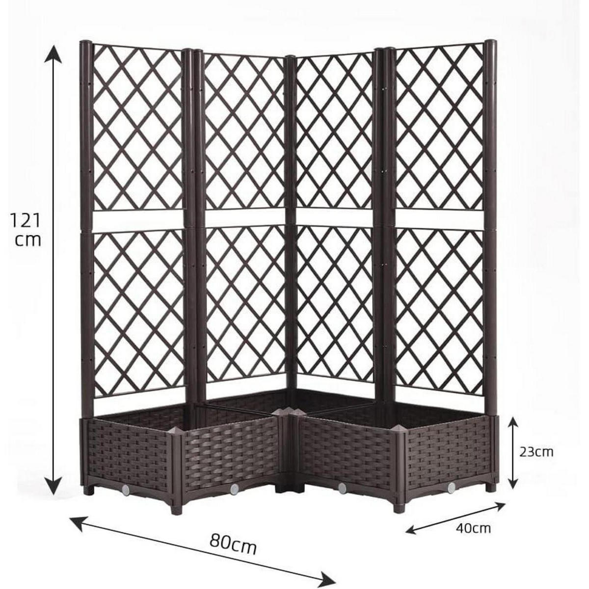 HOCHBEET mit Rankgitter und Selbstbewässerung 113 x 40 x 136 cm Braun - Braun, Kunststoff (113/121/40cm)