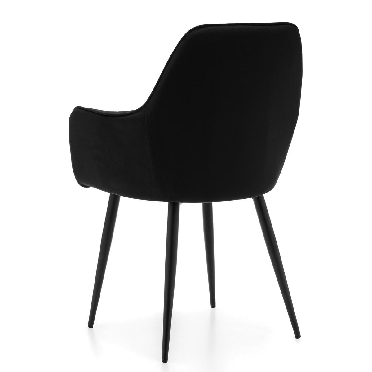 STUHL EMILIA gepolstert mit Steppung - schwarz - Samt Velours - Schwarz, Textil/Metall (58/90/58cm) - NEW HOME