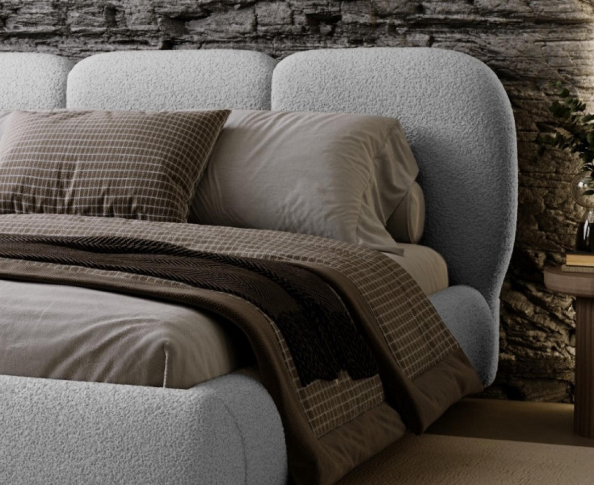 BETT Hellgrau ROZA Gepolstert Mit Bettkasten 200x200 cm - Grau, Textil (200/200cm) - Sepro Meble