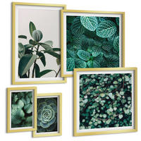 BILDER SET 5er Set - 50x50 cm & 20x30 cm & 40x60 cm Goldrahmen - Grüne Wälder, kristallklares Wasser - Goldfarben, Kunststoff (40/60cm) - TULUP