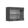 KÜCHENGLASSCHRANK R-Line Schwarz Beton 80 cm - Anthrazit/Schwarz, Holzwerkstoff (80/60/31cm) - Vicco