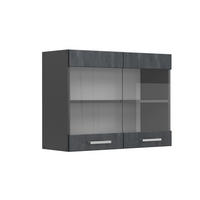 KÜCHENGLASSCHRANK R-Line Schwarz Beton 80 cm - Anthrazit/Schwarz, Holzwerkstoff (80/60/31cm) - Vicco