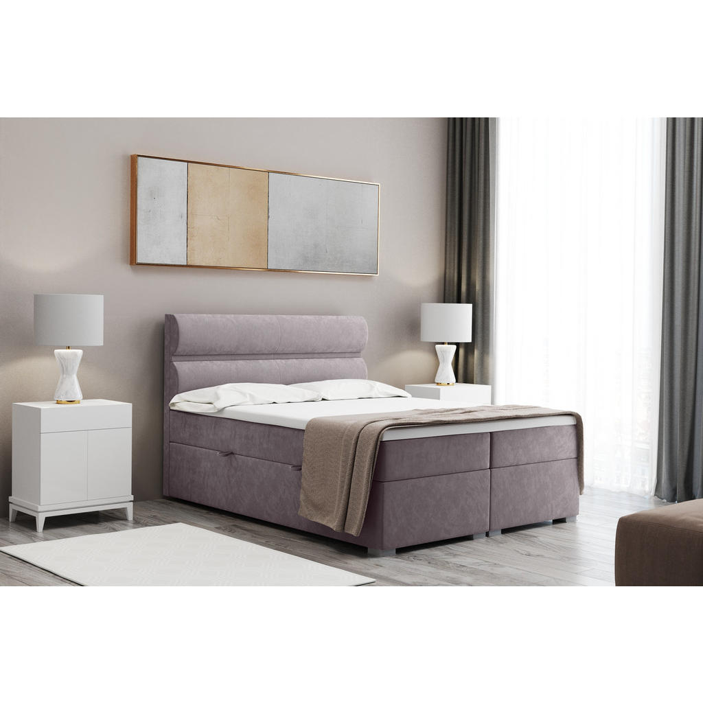Thumbnail - Kaiser Möbel Boxbett, Lila, Textil, H3, Höhe ca. 20 cm, einzeln stellbar,Rechteckig, eckig, 200x200 cm, Reach, Schlafzim...