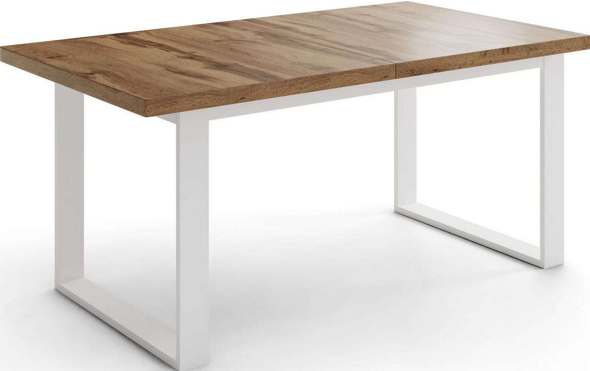 ESSTISCH Sana rechteckig ausziehbar, Wotan Eiche 160/200/80/75 cm - Eiche Wotan/Weiß, Holzwerkstoff/Metall (160/80/75cm) - WFL GROUP