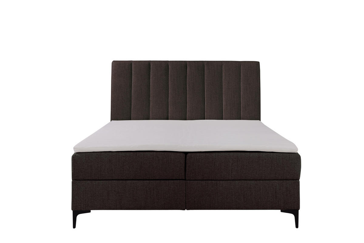 BOXSPRINGBETT LASARD mit Topper und Bettkasten, Dunkelbraun, 180x200 cm - Dunkelbraun, Textil (180/200cm) - KS Home Concept
