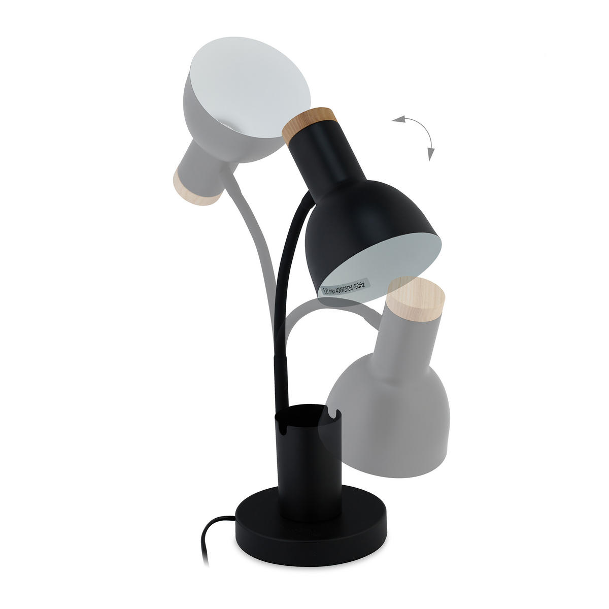 SCHREIBTISCHLAMPE - Schwarz, Metall (17/14.5/46.5cm) - Relaxdays