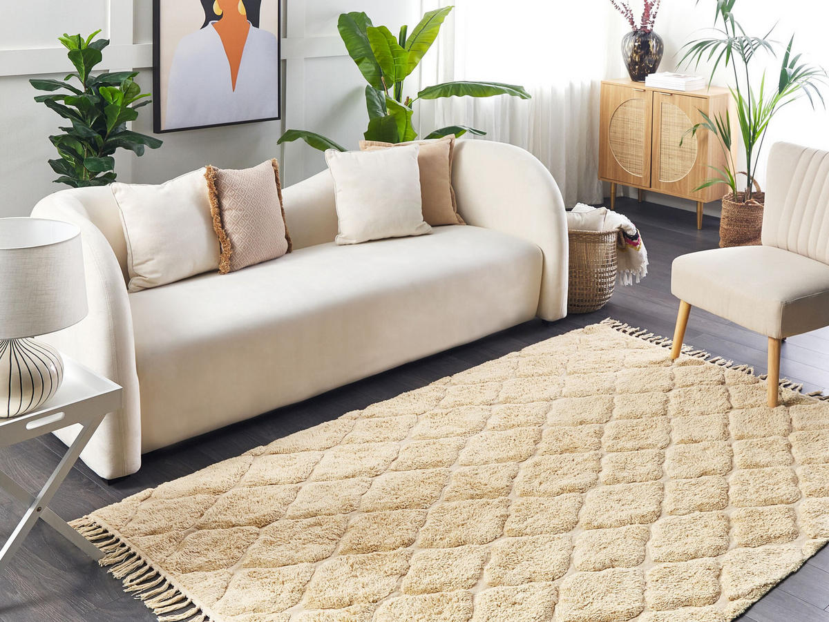 KURZFLOR-TEPPICH Sanliurfa 200/140 cm - Beige, Textil (140/200cm) - Beliani