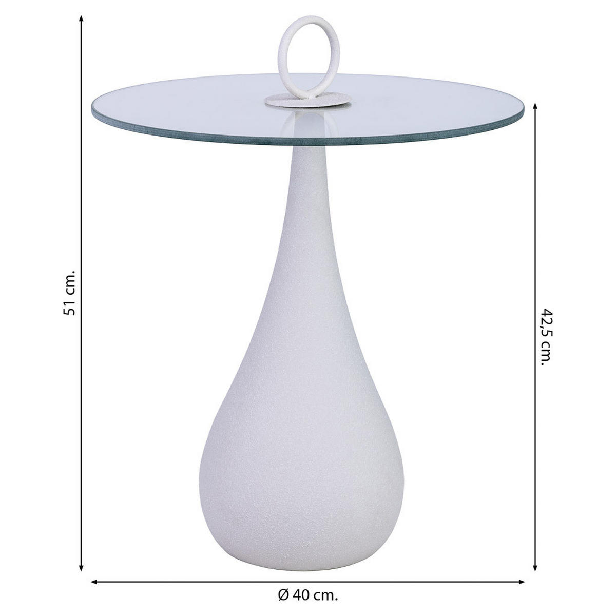 TISCH aus Metall und Glas, weiß, 40x43cm - Weiß, Metall (40/40/51cm) - Wanderlust