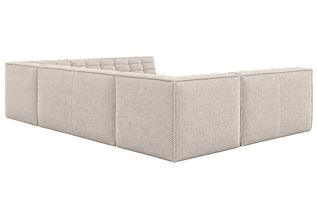 ROHOVÁ SEDAČKA U XL modulární ve tvaru U, plyšová tkanina Pop, Béžová, LAZY U XL - béžová, dřevo (346/76/253cm) - Kaiser Möbel