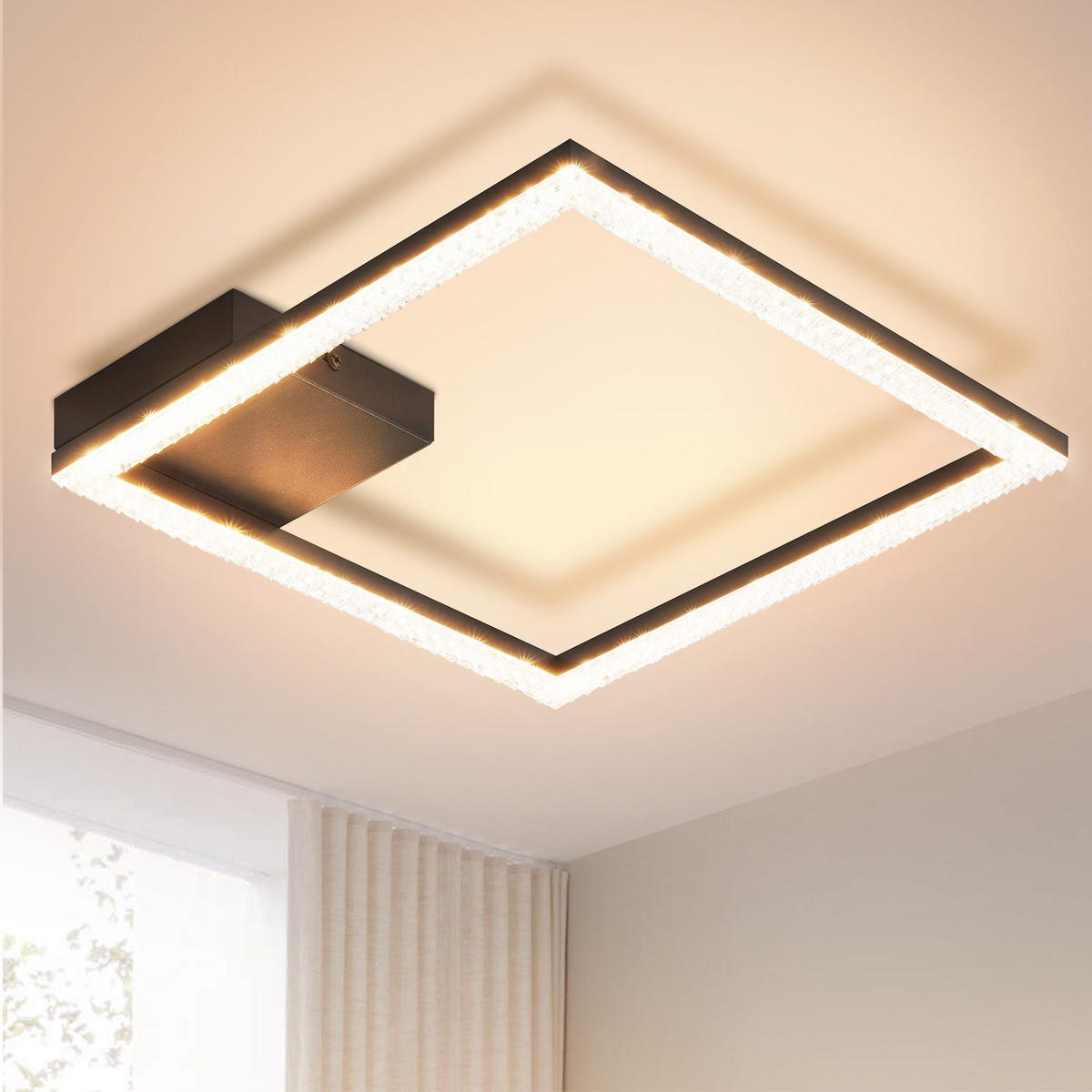 DECKENLEUCHTE LED Warmweiß Kristall Metall Wohnzimmer Flur 30CM - Weiß, Kunststoff (30/30/5cm) - ZMH