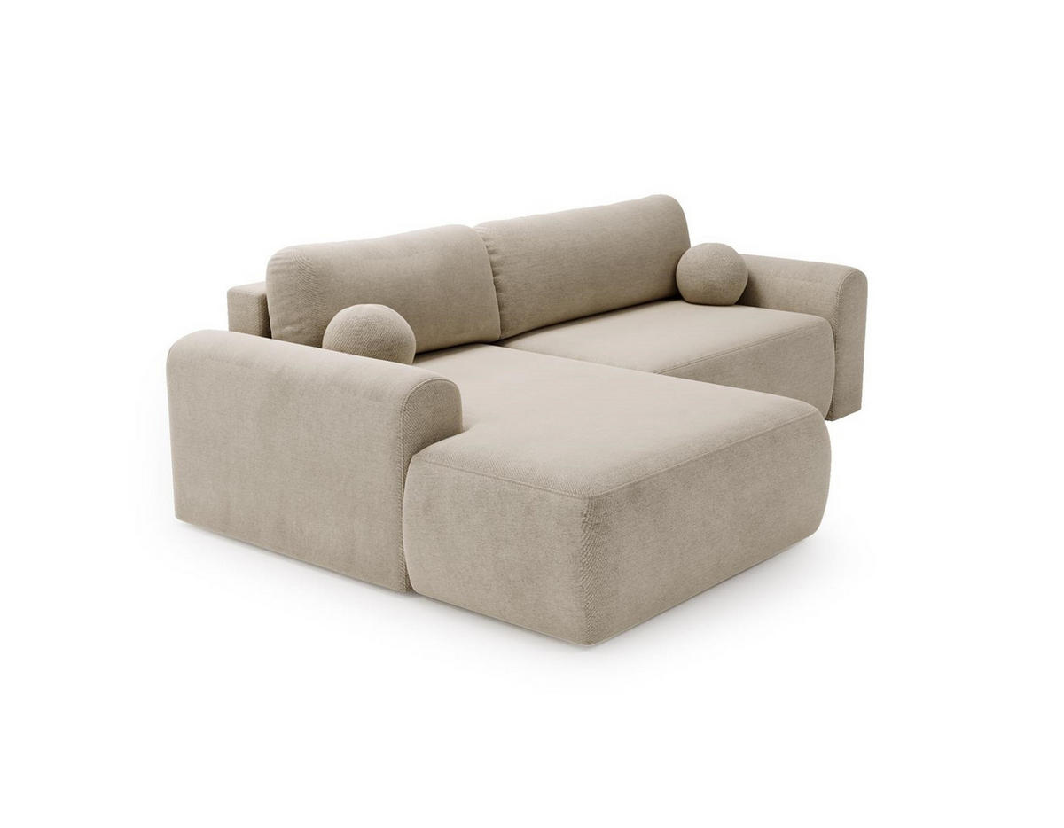 ECKSOFA Aurora Beige, mit Schlaffunktion in Vena Stoff, linke seite - Beige, Holzwerkstoff/Textil (257/177cm) - Bettso